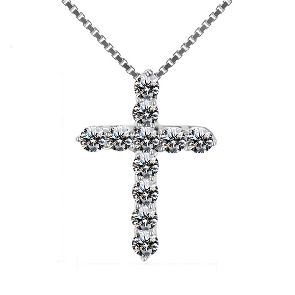 Classic Cubic Zironia Cross Pendant Necklace